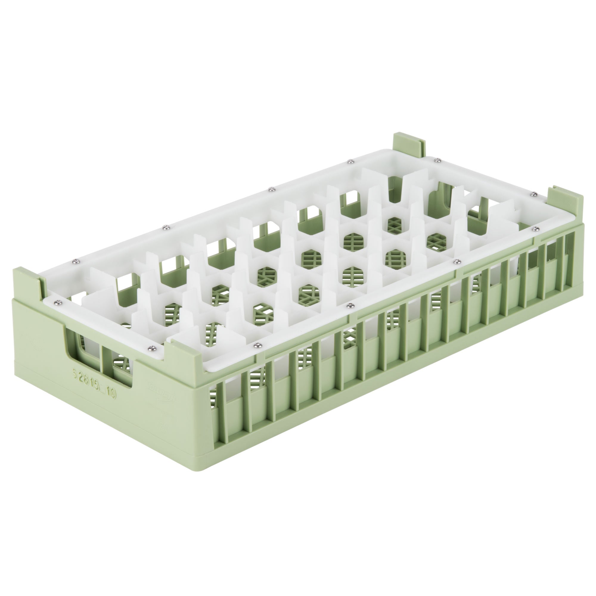 Signature specialty half-size 32 compartment rack with short height in Light Green