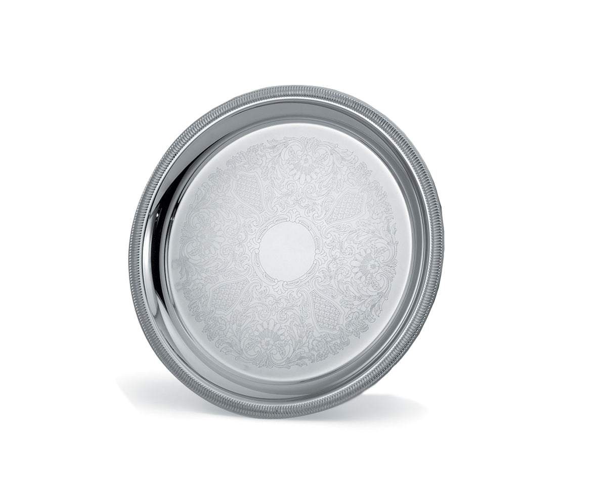 18 ⅝-inch Elegant Reflections round stainless steel serving tray