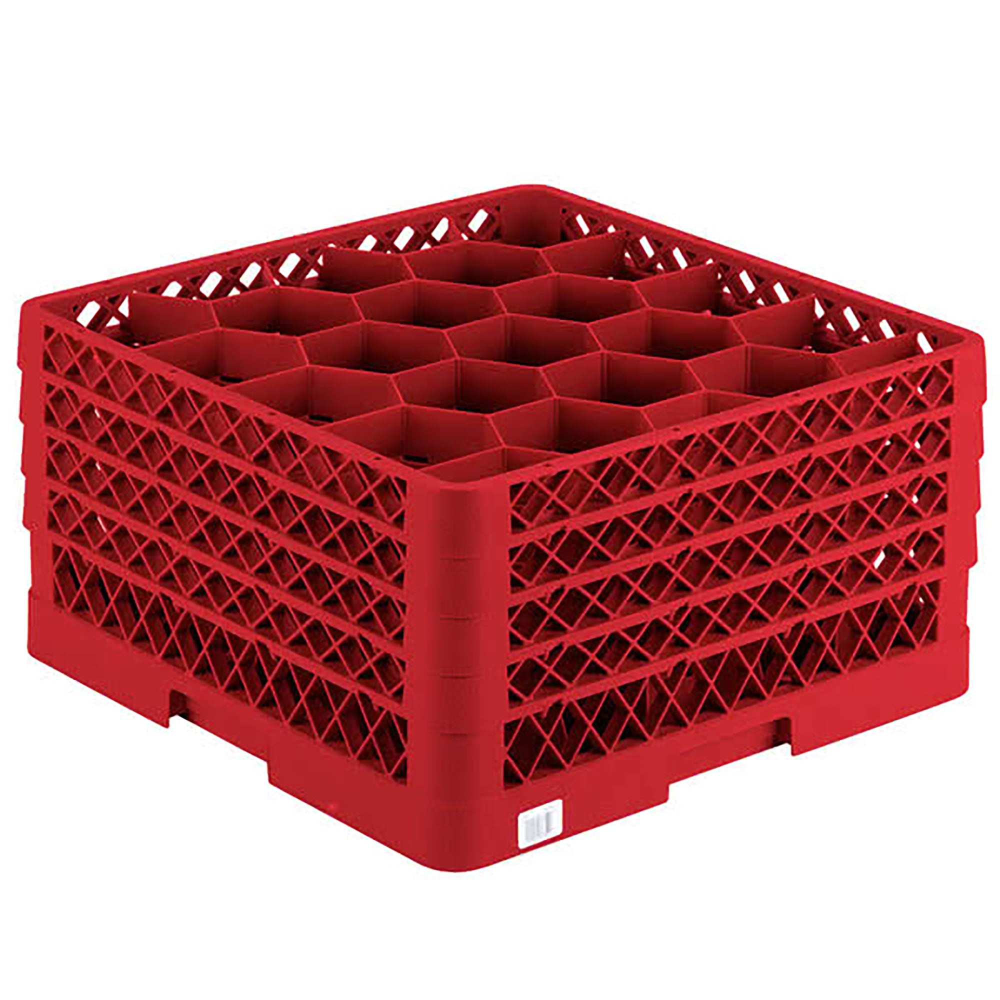 Traex® Full-Size Rack Max® Compartment Racks with 20 Hexagon shaped compartments and three extenders and an open rack extender on top in Red