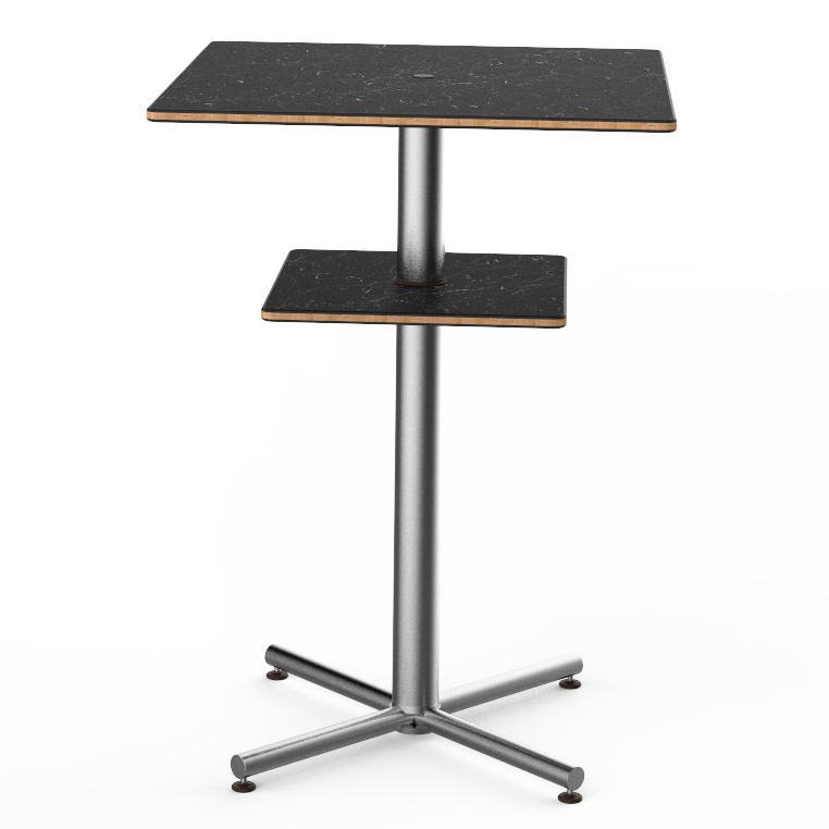 Square Bar Table & Shelf L 30.0" W 30.0" Polo
