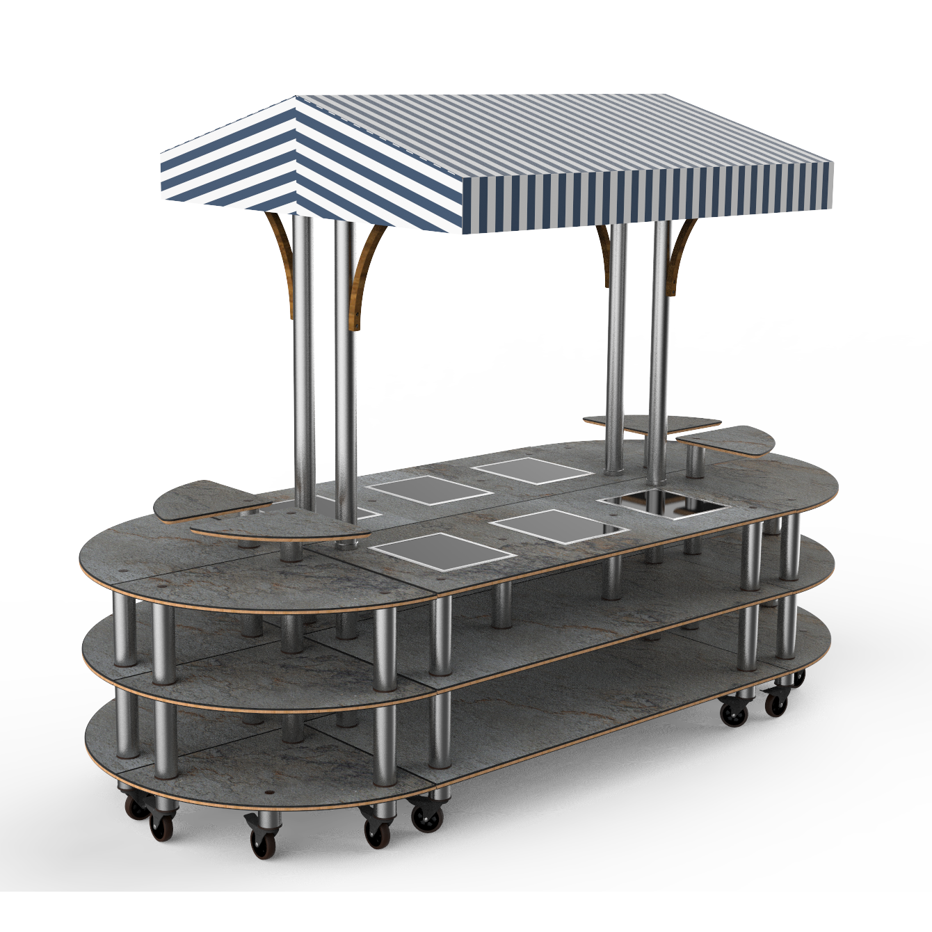 Round Warming Induction Market Station L 130.0" W 59.0" Modular