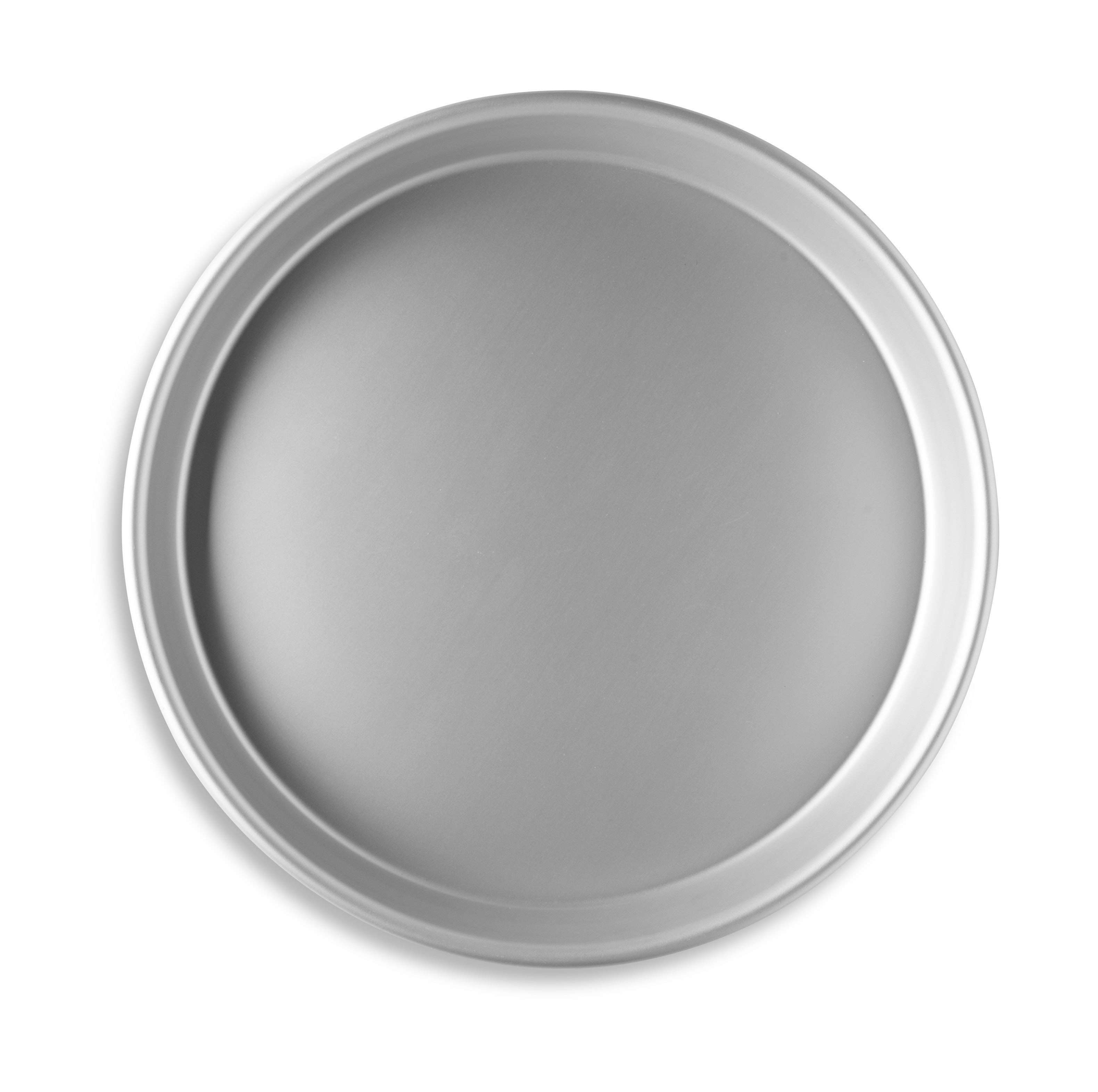 12" Solid Tapered Press-Cut Aluminum Pizza Pan with Clear Coat Anodized Finish