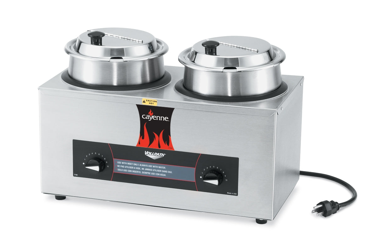 Twin-well 120-volt Cayenne® countertop rethermalizer with two 4-quart ...