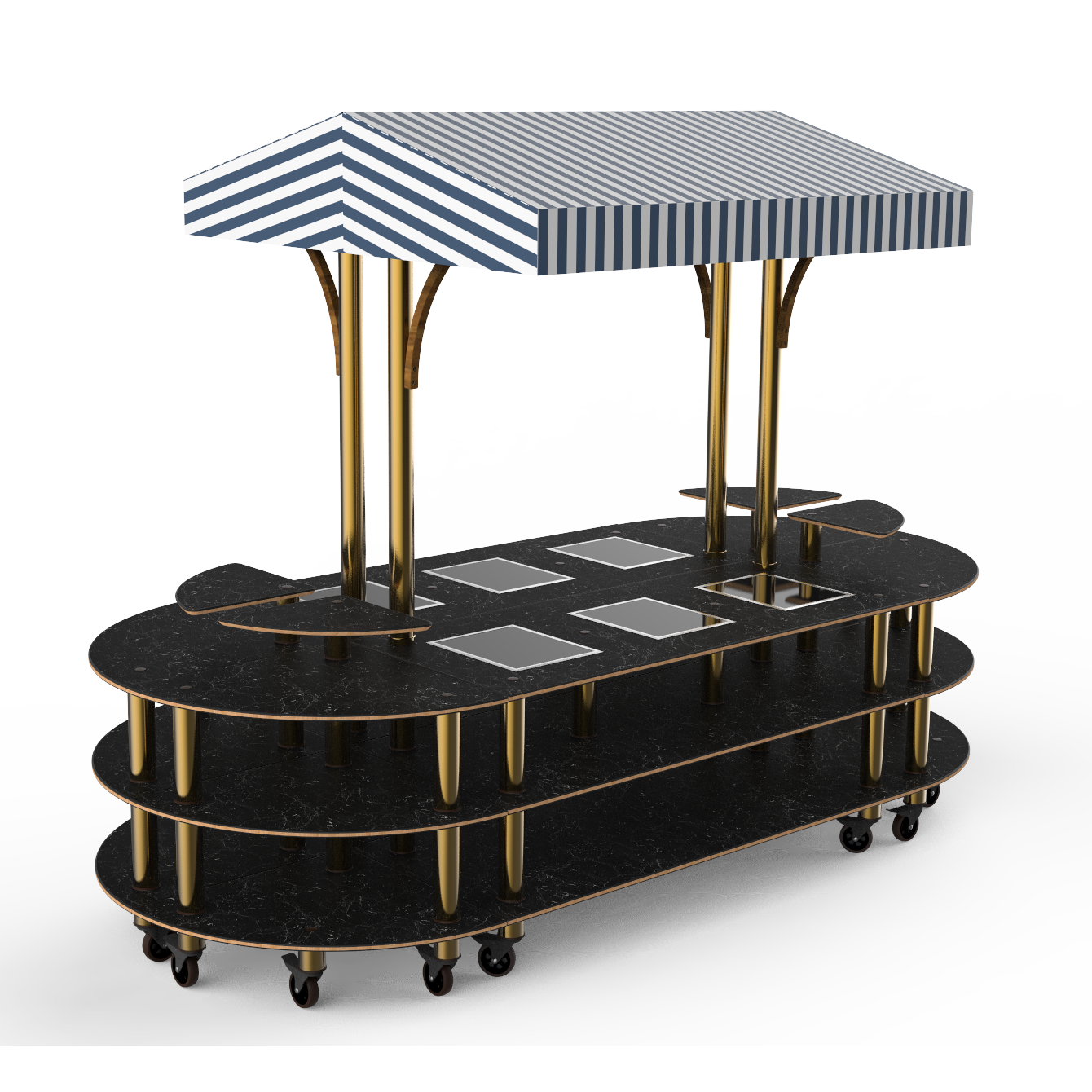Round Warming Induction Market Station L 130.0" W 59.0" Modular