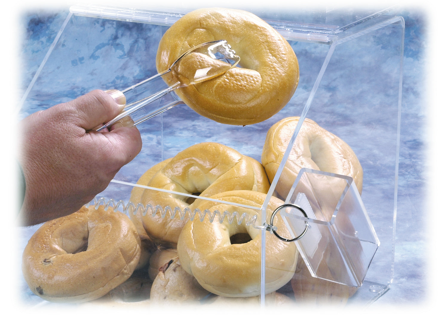 9-inch clear tongs with holder and tether