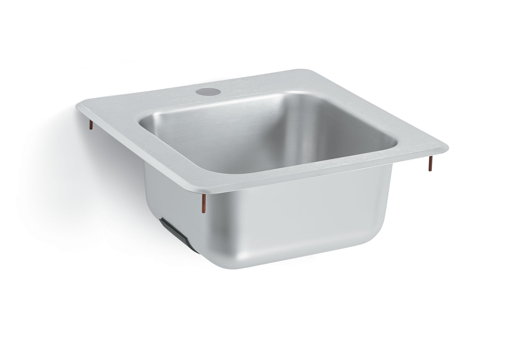 15" x 15" x 6-3/16" single-bowl stainless steel drop-in sink with 1 faucet hole
