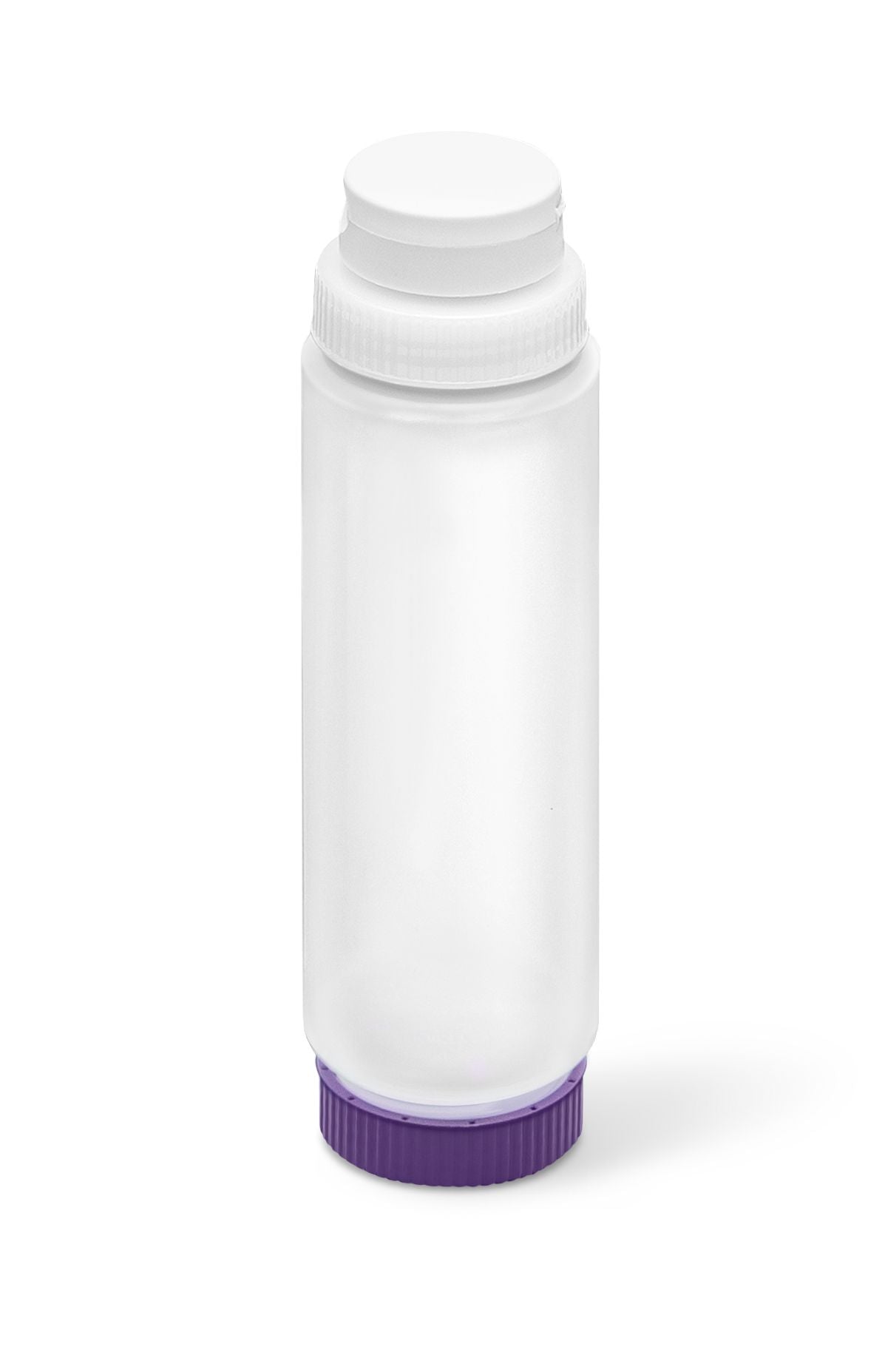 24 oz. Traex® Fifo Clear Squeeze Dispenser with White Flowcut™ Cap and Purple Base Cap