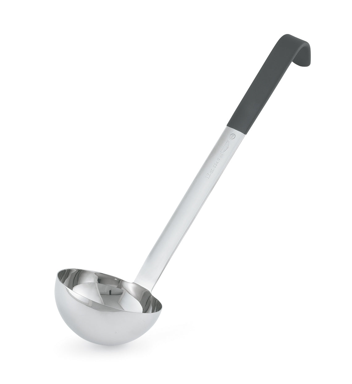 1 ½-ounce heavy-duty stainless steel ladle with black Kool-Touch® handle