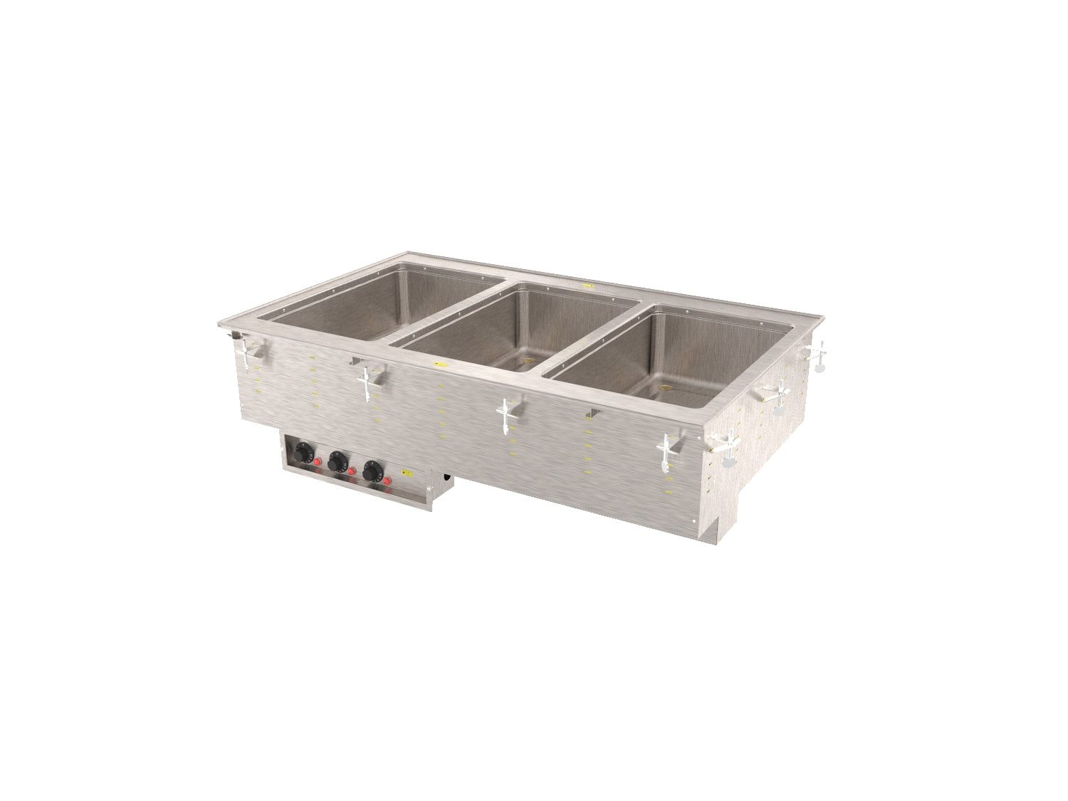 208 Volt Three-Well Modular Hot Drop-In with Marine Grade Wells with Manifold Drain and Thermostatic Controls