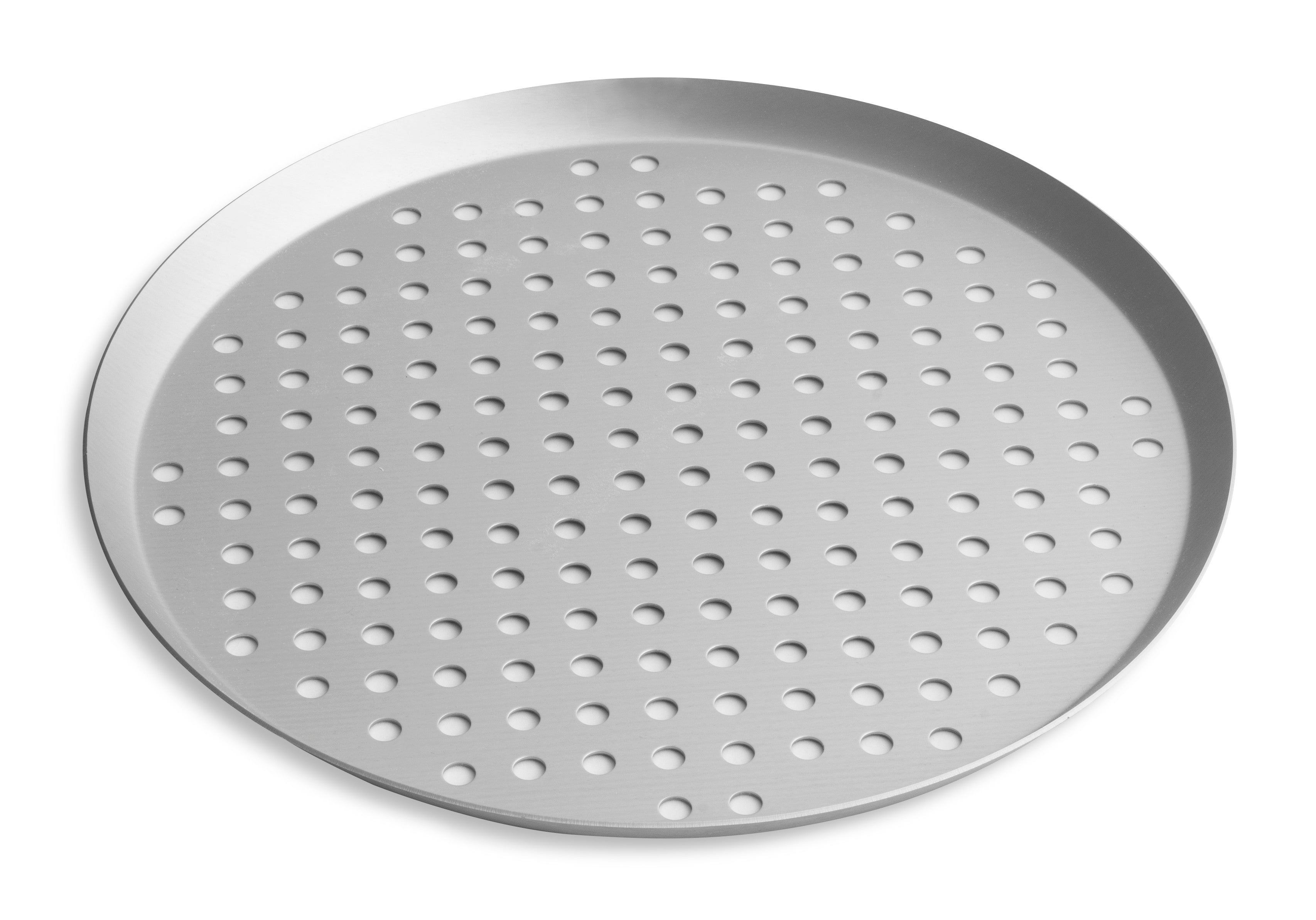 16" Perforated Press-Cut Pizza Pan with Clear Coat Anodized Finish