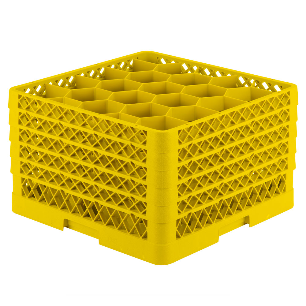 Traex® Full-Size Rack Max® Compartment Racks with 20 Hexagon shaped compartments and five extenders in Yellow