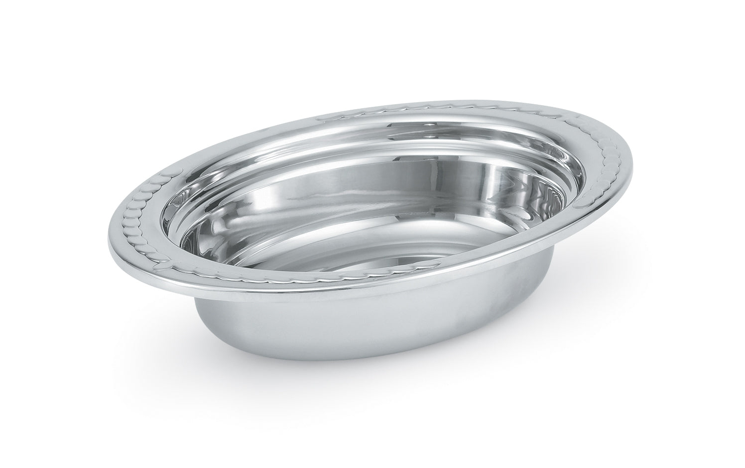 Miramar® Decorative Pan - 2 Qt. Decorative Stainless Steel Oval Food Pan - 2 1/2" Deep