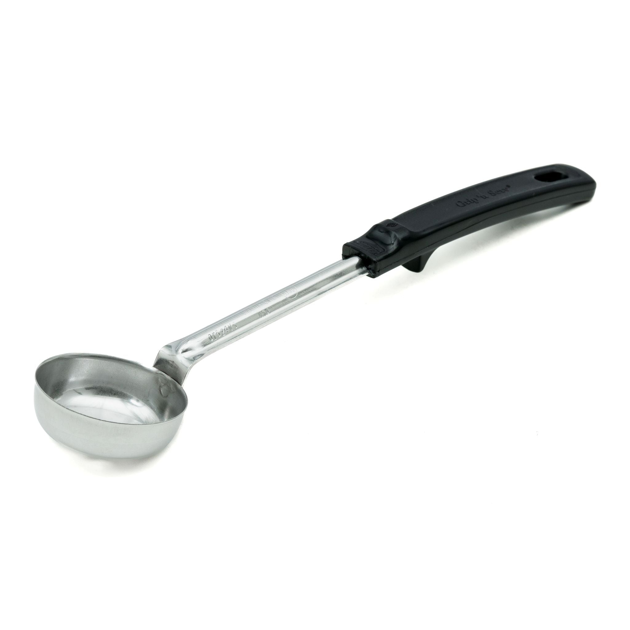 2 oz. Perforated Round Spoodle® Utensil with Black Grip 'N Serv® Handle