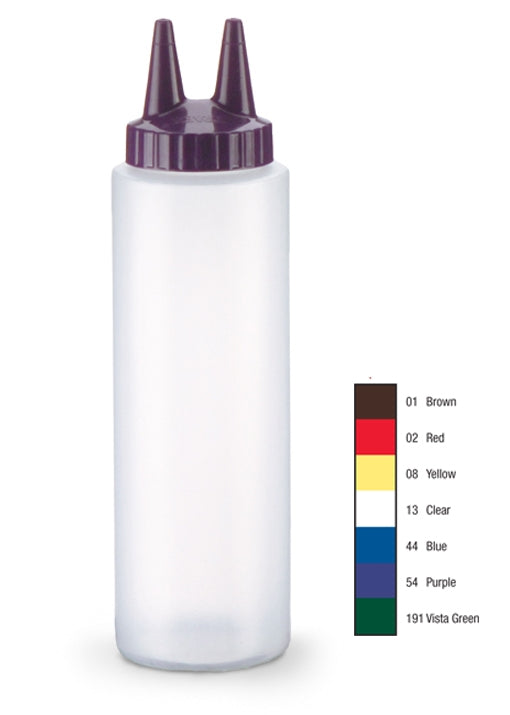Traex® Color Configurable Squeeze Dispensers - Standard bottle opening / Bottle Color-Clear / Top Color-Purple