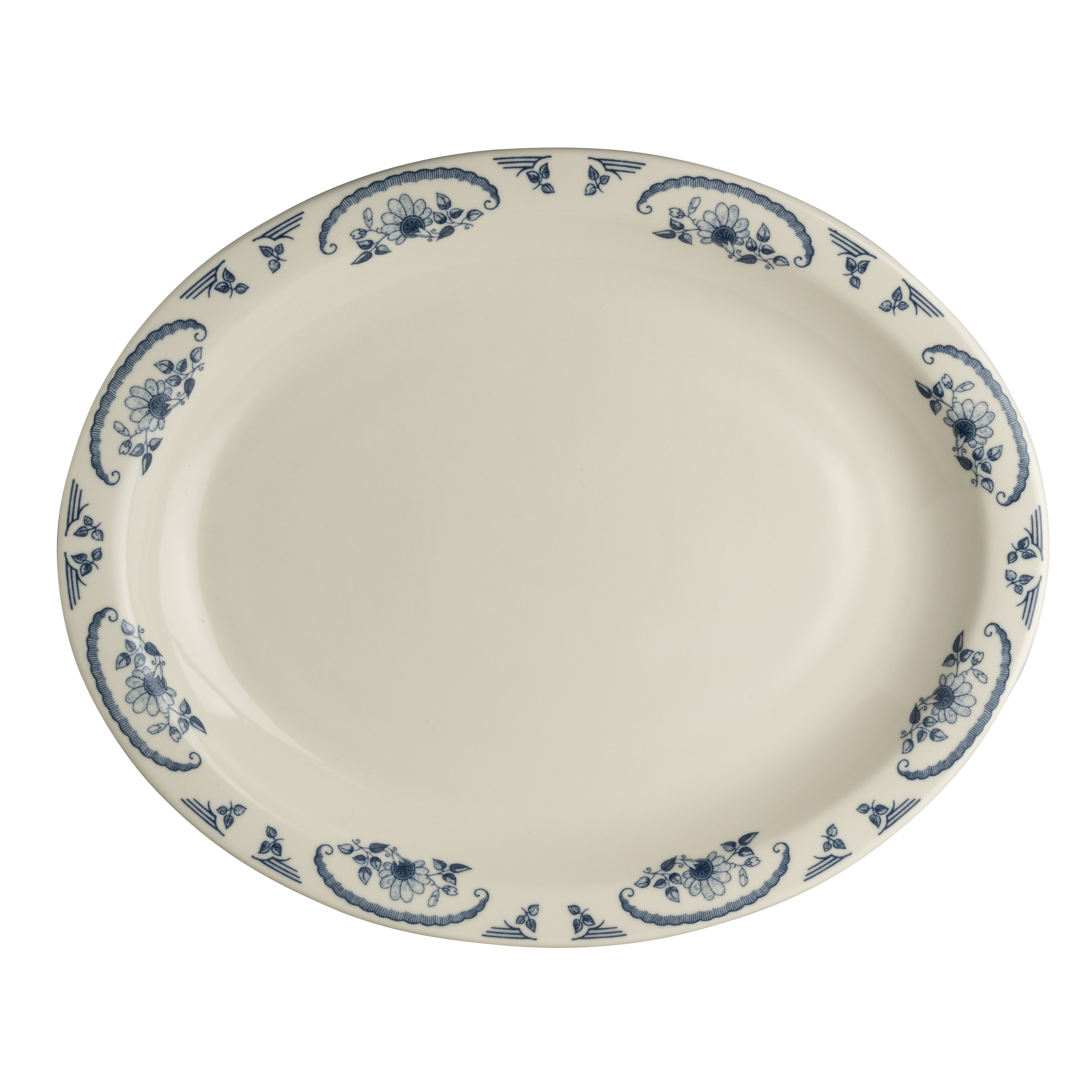 Narrow Rim Oval Platter L 13.75" W 11.25" American Rose B