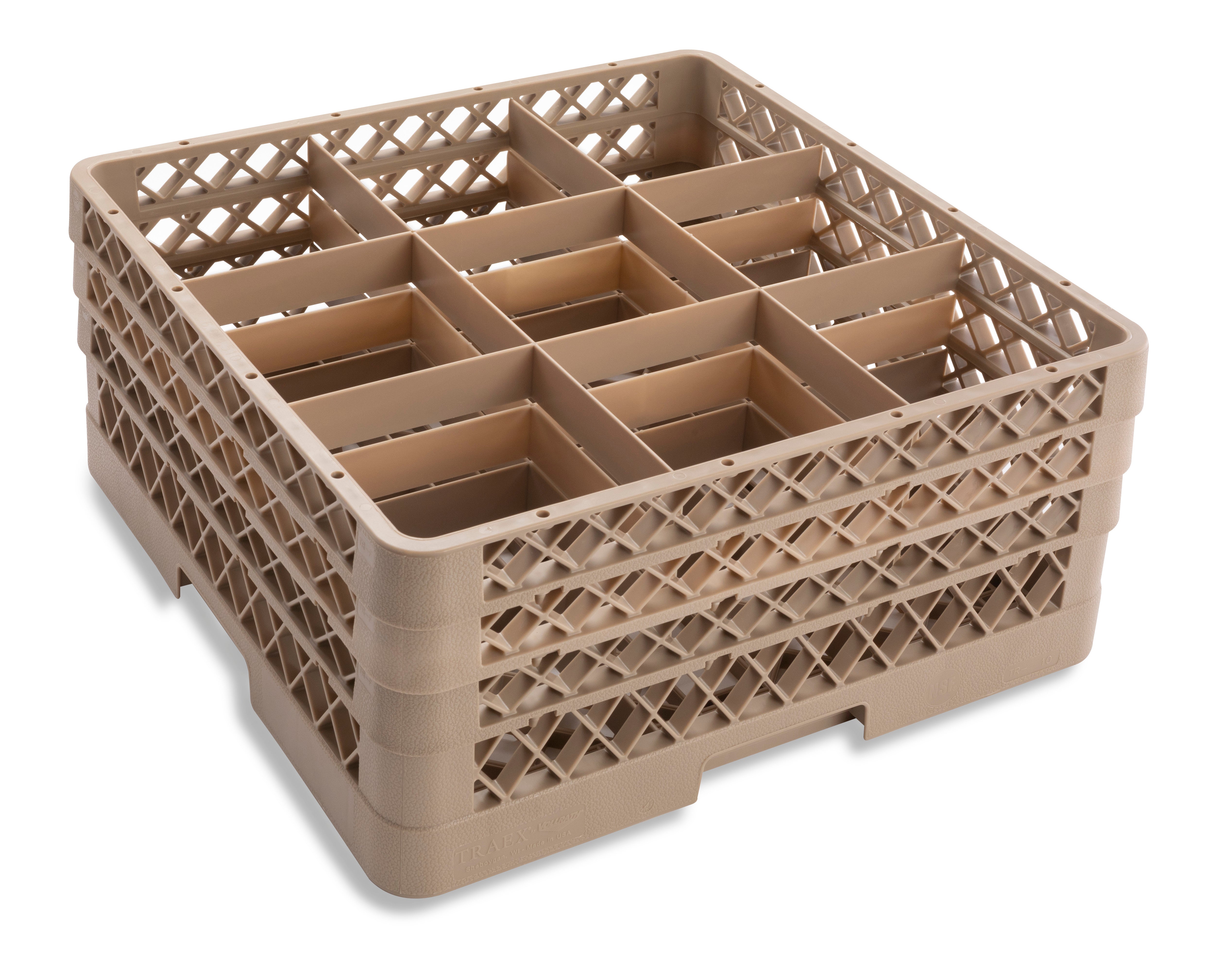 Full-Size 9-Compartment Traex® Glass Rack with One Extenders in Beige