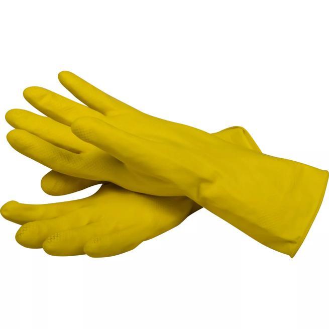 Medium Latex Flock Lined Gloves, Yellow,