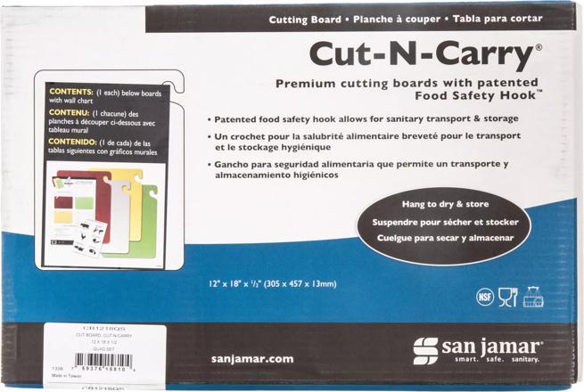Cut-N-Carry Cutting Board Set 12"x18", 4-Color Set