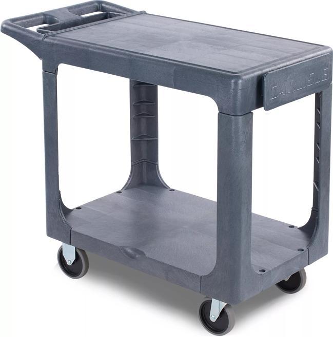 40" x 19" x 32-5/8" 2-Shelf Gray Utility Cart, 500 lb. Capacity