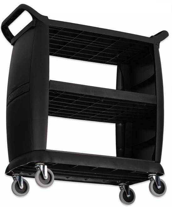36" x 18" 3-Shelf Black Bus Cart, 300 lb. Capacity