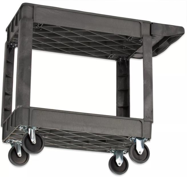 40" x 17-1/4" x 33-1/2" 2-Shelf Gray Bin Top Utility Cart, 500 lb. Capacity