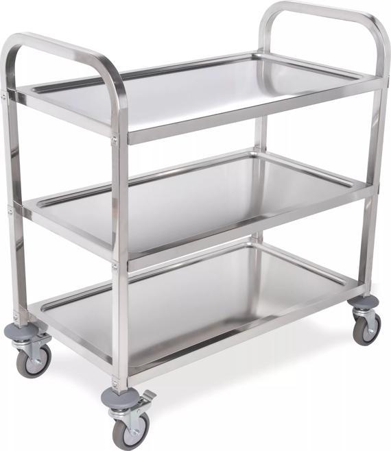 33-3/8" x 15-5/8" x 33-1/2" 3-Shelf Stainless Steel Utility Cart, 400 lb. Capacity