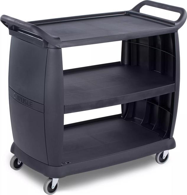42" x 23" 3-Shelf Black Bus Cart, 300 lb. Capacity