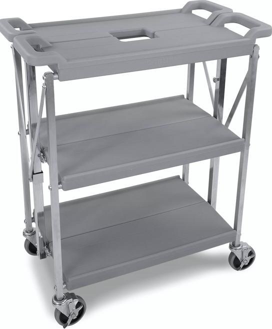 29-1/2" x 15" x 35-3/4" 3-Shelf Gray Fold 'N Go Cart, 350 lb. Capacity