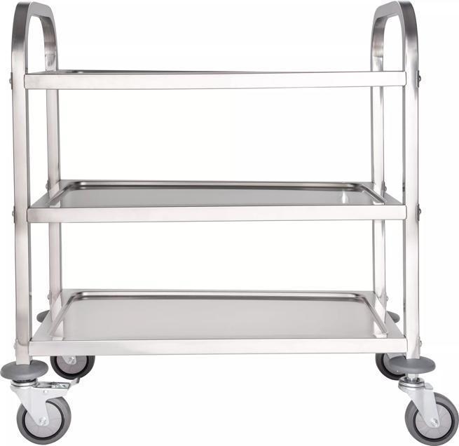 29-1/2" x 17-1/2" x 35-3/4" 3-Shelf Stainless Steel Utility Cart, 400 lb. Capacity