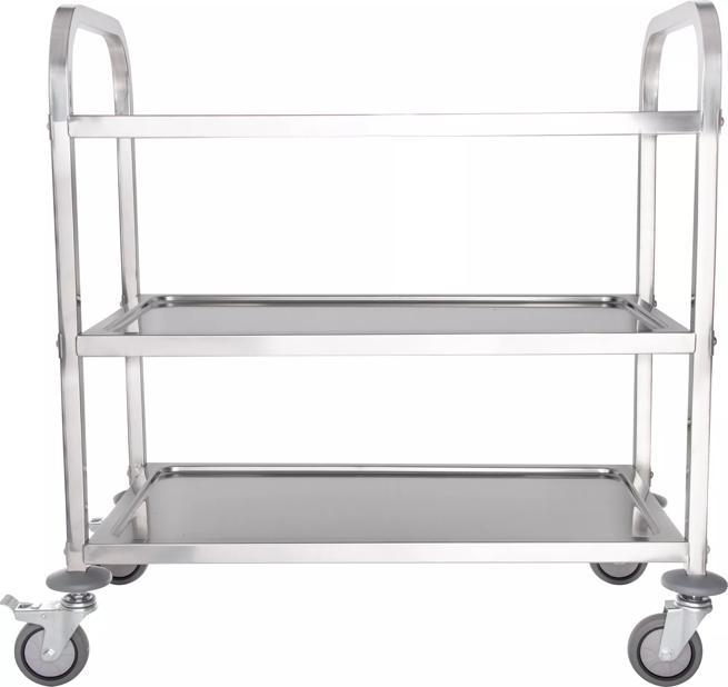 33-3/8" x 15-5/8" x 33-1/2" 3-Shelf Stainless Steel Utility Cart, 400 lb. Capacity