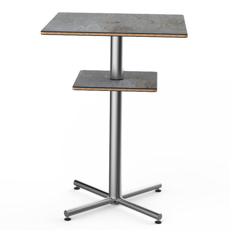 Square Bar Table & Shelf L 30.0" W 30.0" Polo