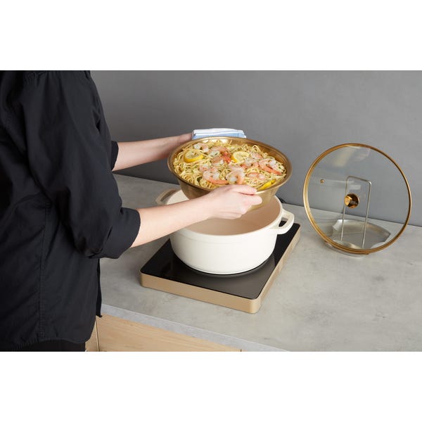 Ironlite Deep Casserole 7.2 Qt White Ceramic with Lid