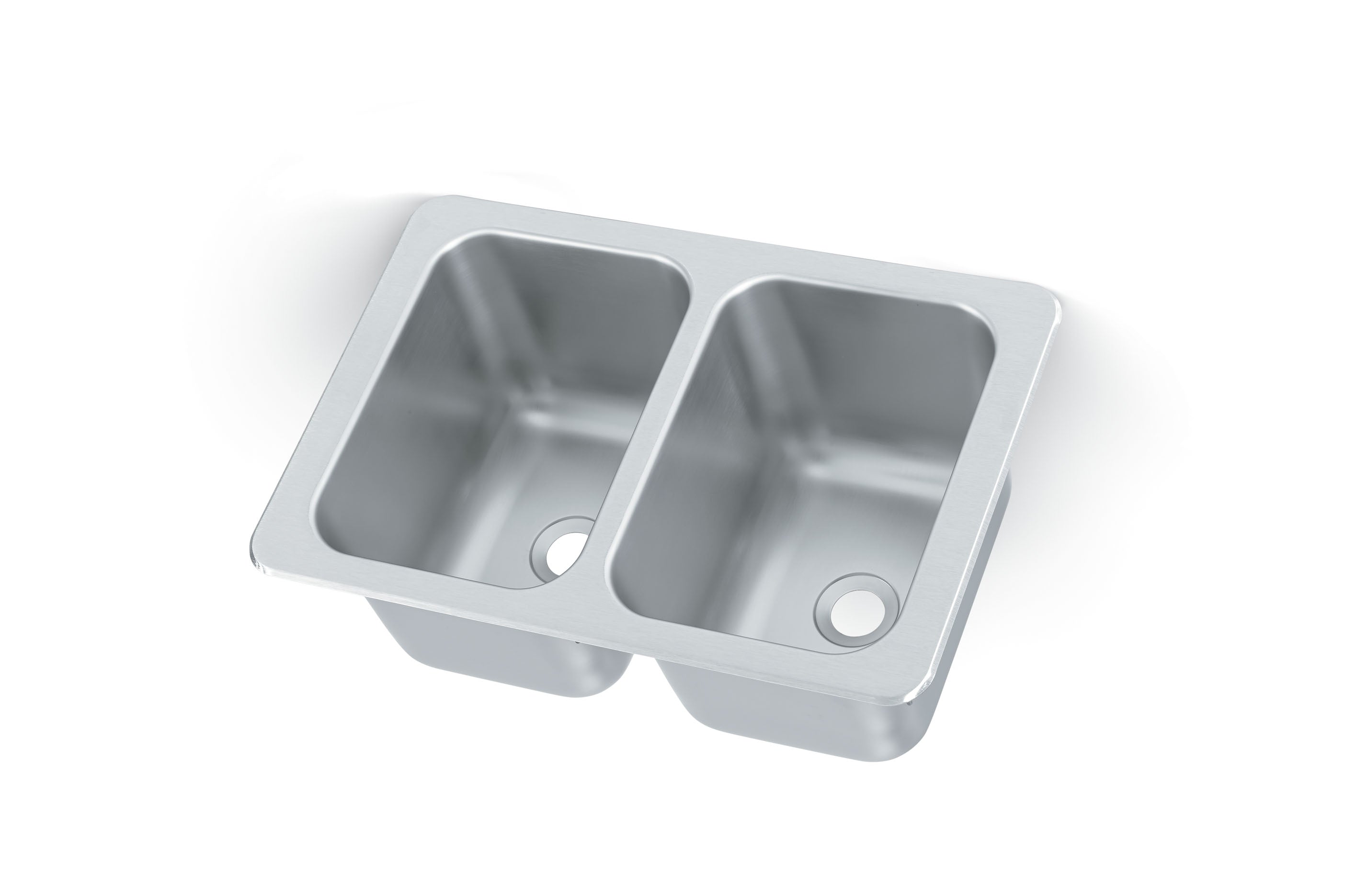 17" x 25" x 10" double-bowl stainless steel drop-in sink with 2" drain opening