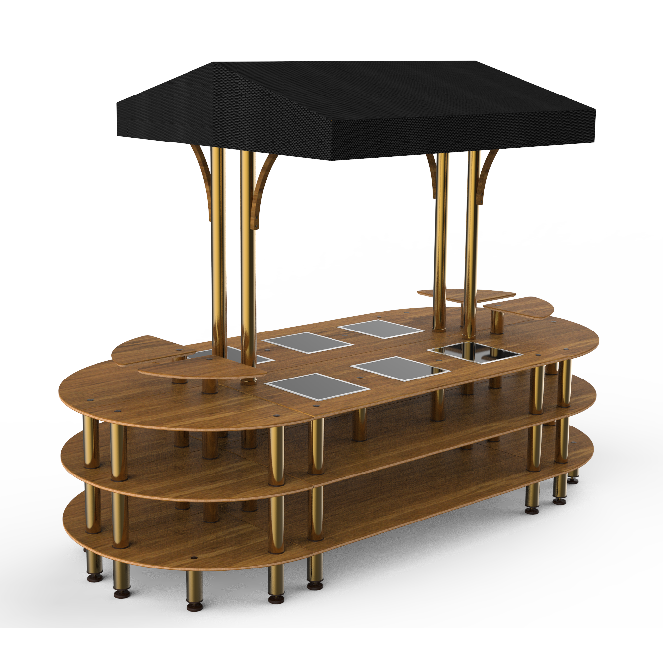 Rounded Warming Induction Market Station L 130.0" W 59.0" Modular