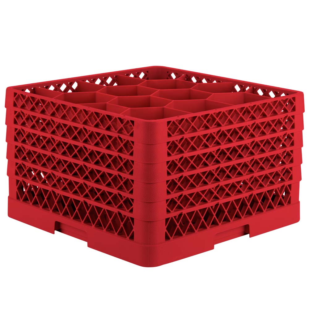 Traex® Full-Size Rack Max® Compartment Racks with four extenders and an open rack extender on top in Red