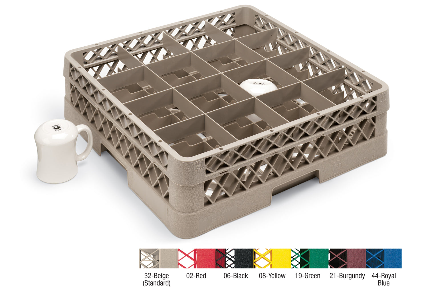 Traex® full-size square 16 compartment cup rack