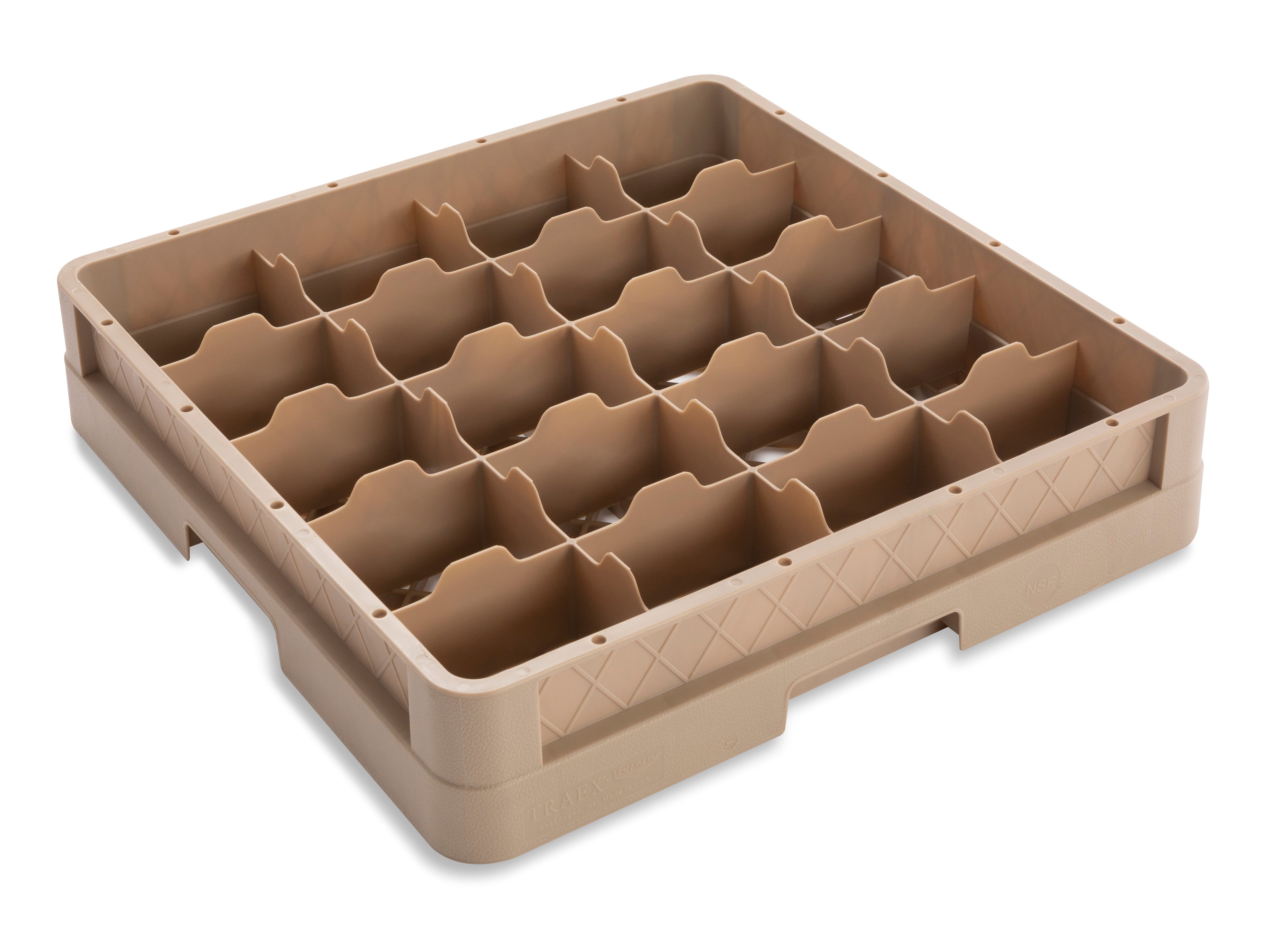 Full-Size Traex® Closed Wall 20 compartment cup rack in Beige