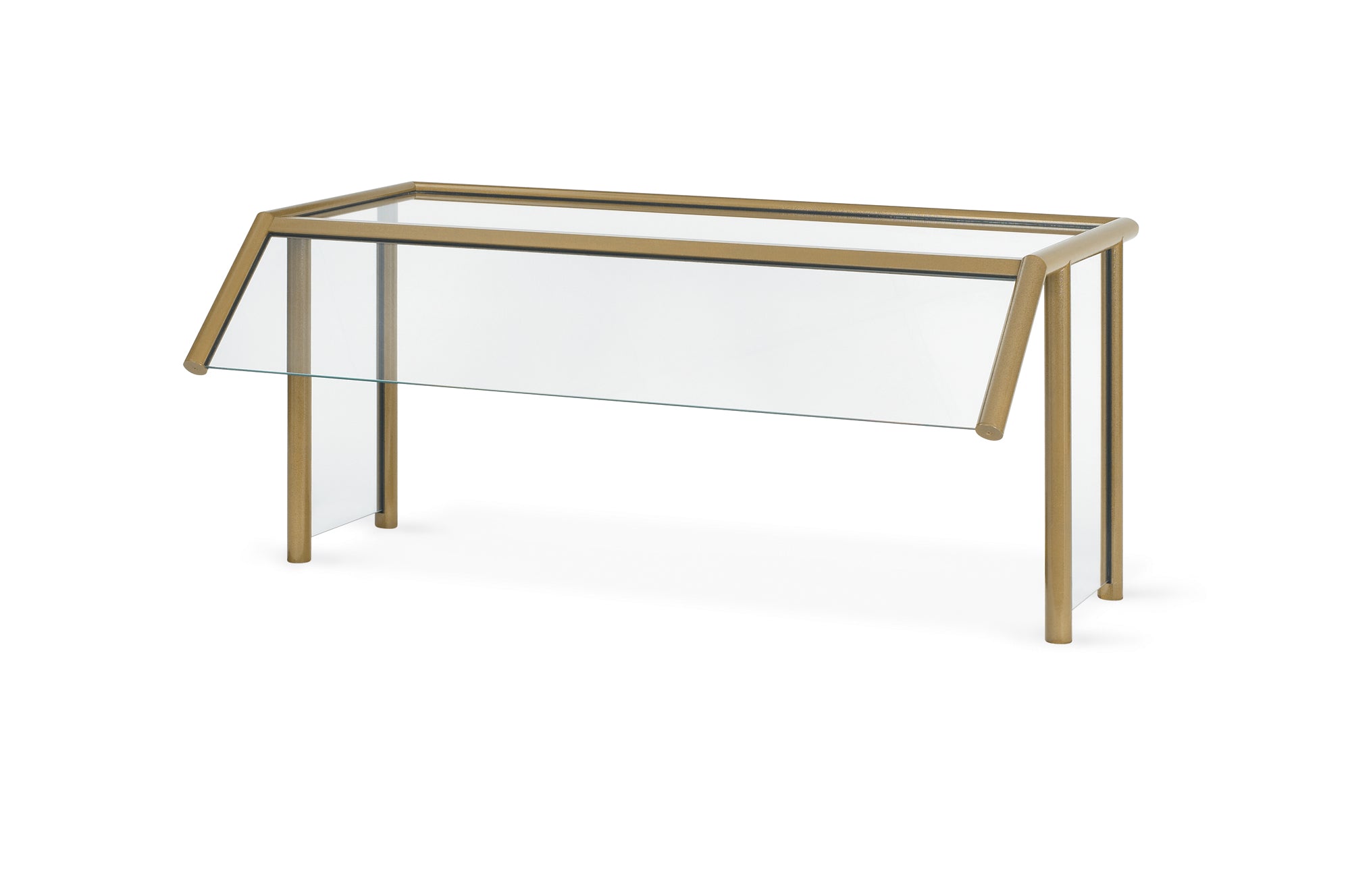 Standard Traditional Style Breath Guards for Stainless Steel Countertops - Single Sided Buffet with Top Shelf
