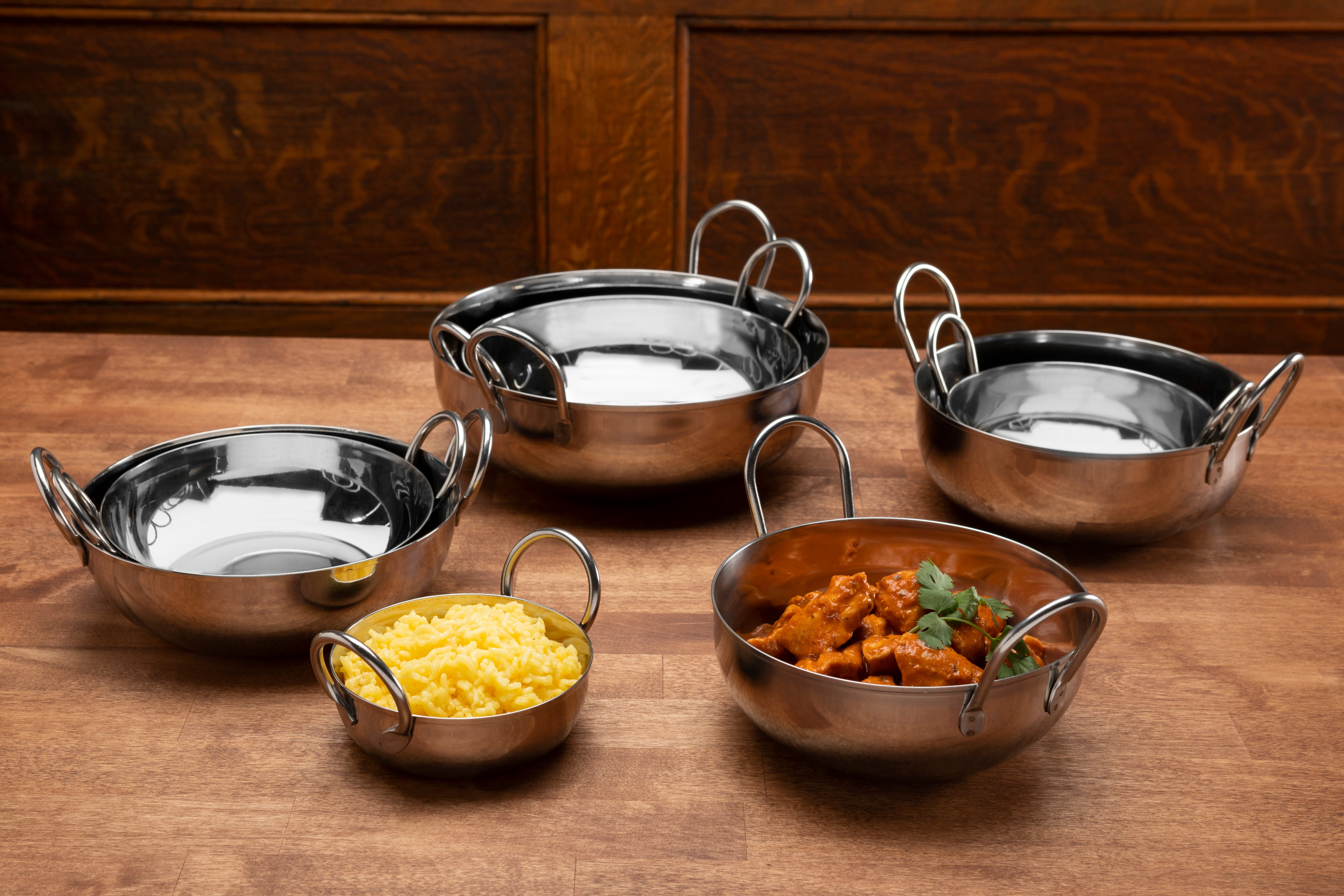 31 oz. Shallow Stainless Steel Balti Dish