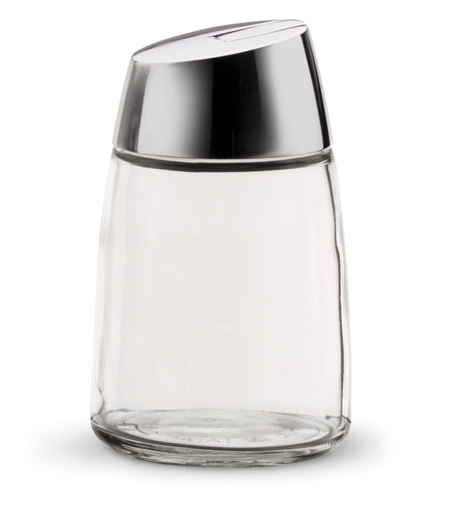 12-ounce Traex® Dripcut™ glass sugar pourer with chrome-plated top