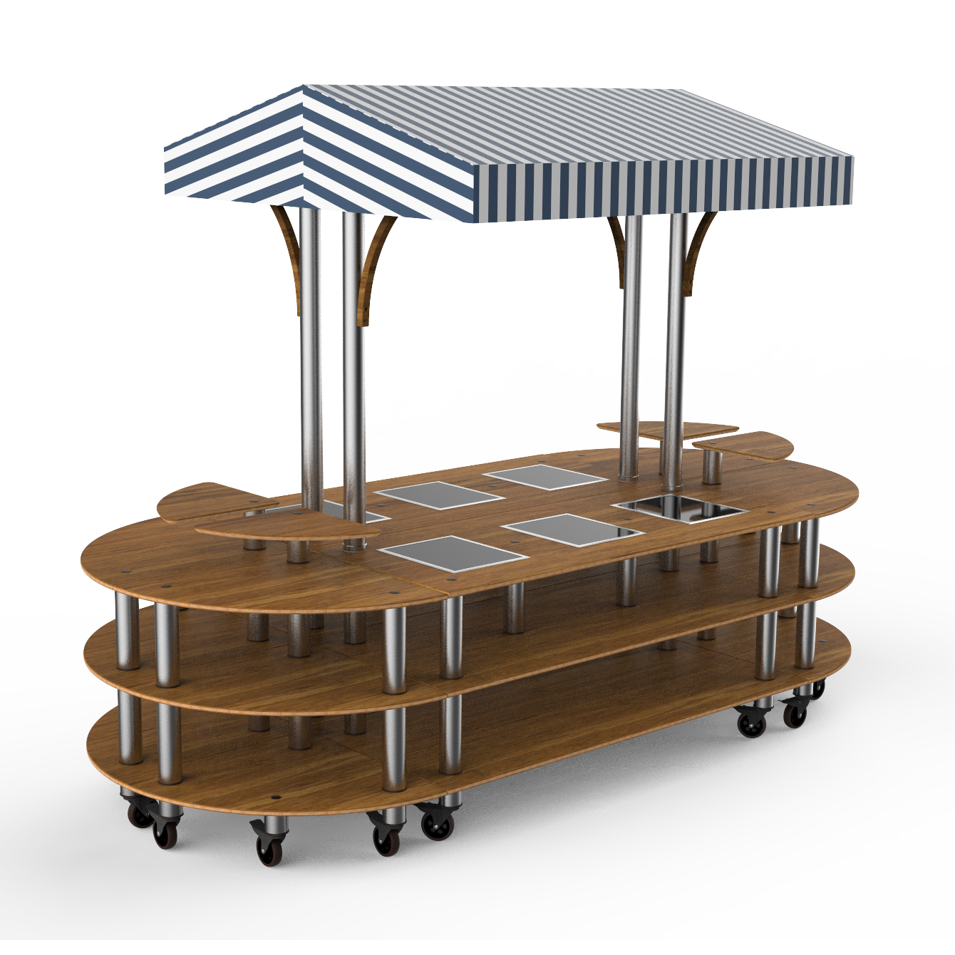 Round Warming Induction Market Station L 130.0" W 59.0" Modular