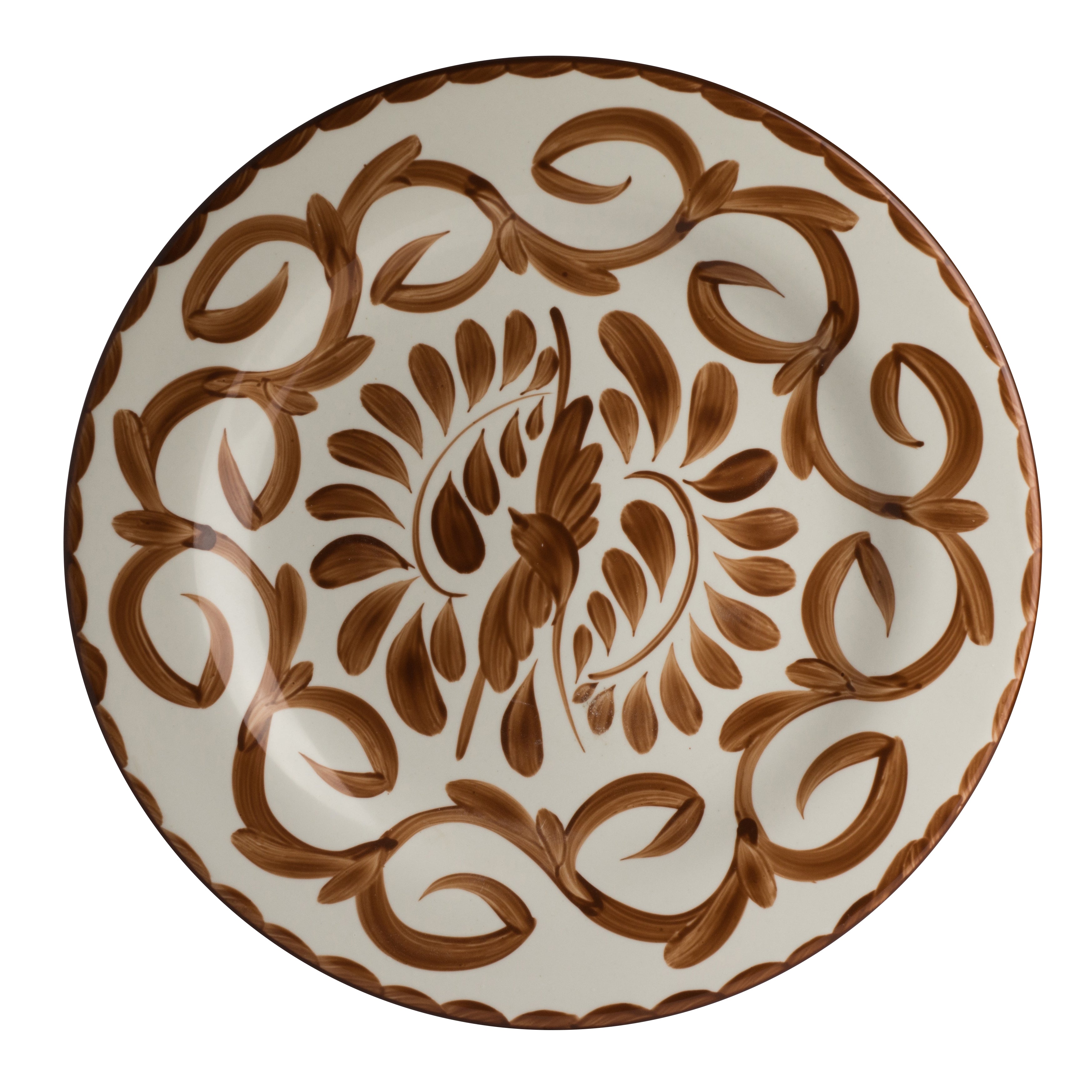 Rimmed Rolled Edge Plate 10.25" Dia. Puebla Brown