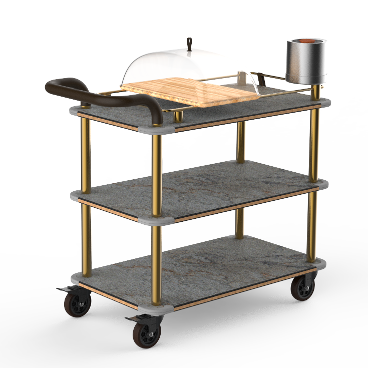 Cheese Plate And Wine Cart L 41.0" W 21.0" Rollin