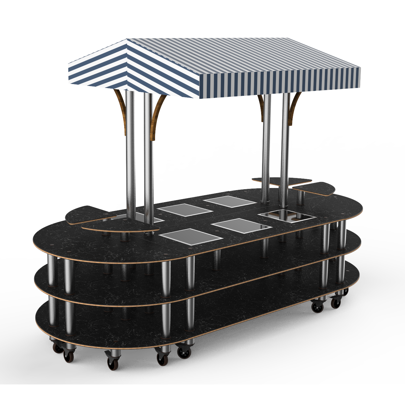 Round Warming Induction Market Station L 130.0" W 59.0" Modular