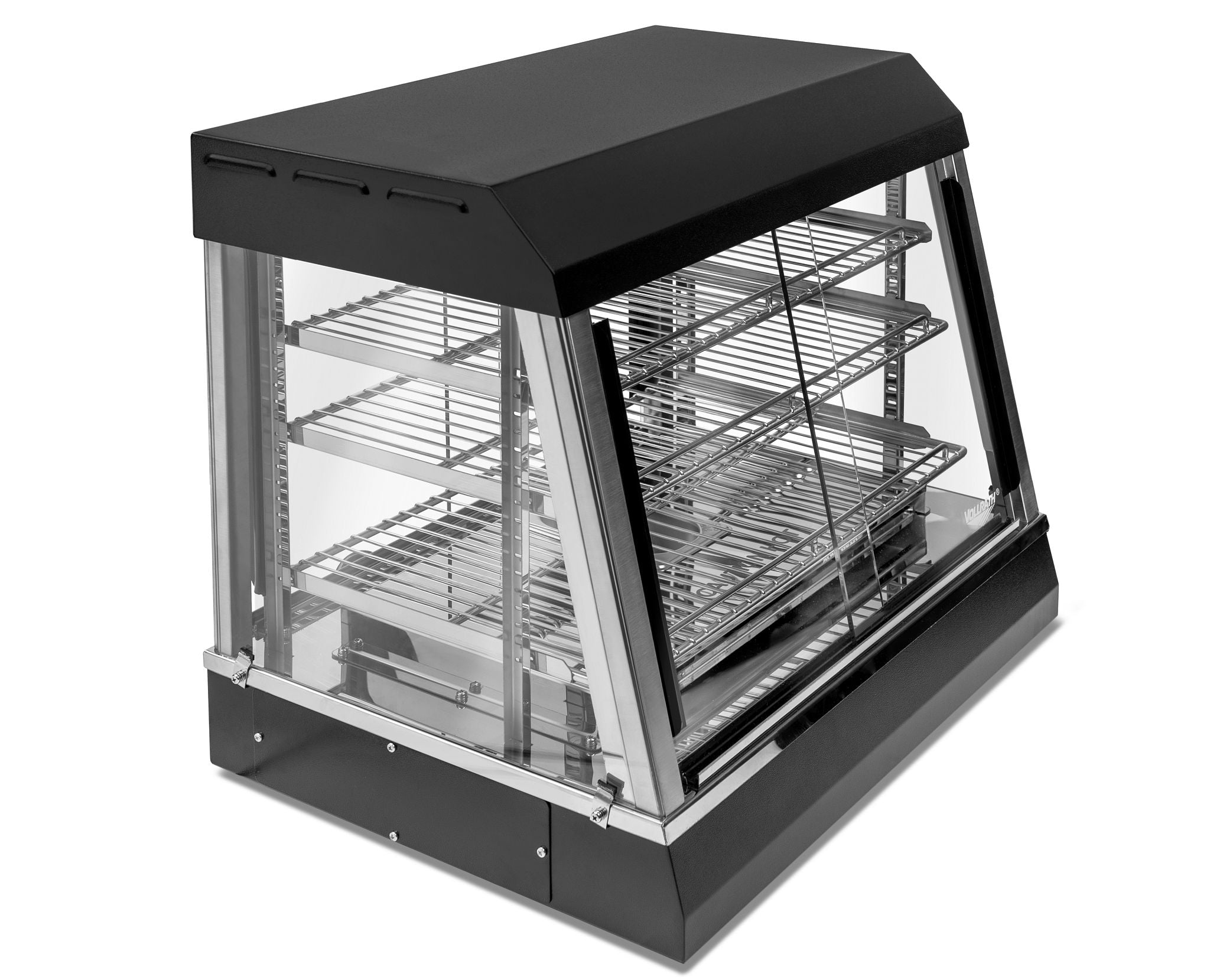 26-Inch-Wide 120-Volt Angled-Front Heated Display Case with Front and Rear Access In Black