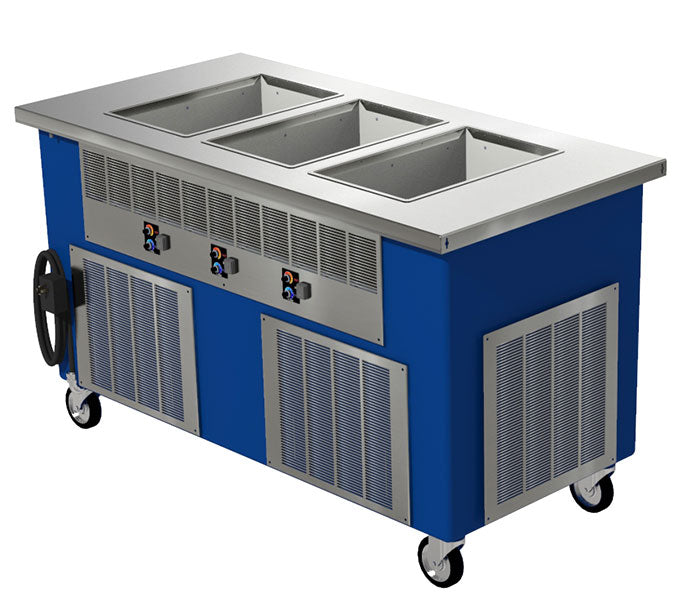 FlexiWell Shelleyglas 96" 5-Well Mobile Hot/Cold/Freeze Serving Counter
