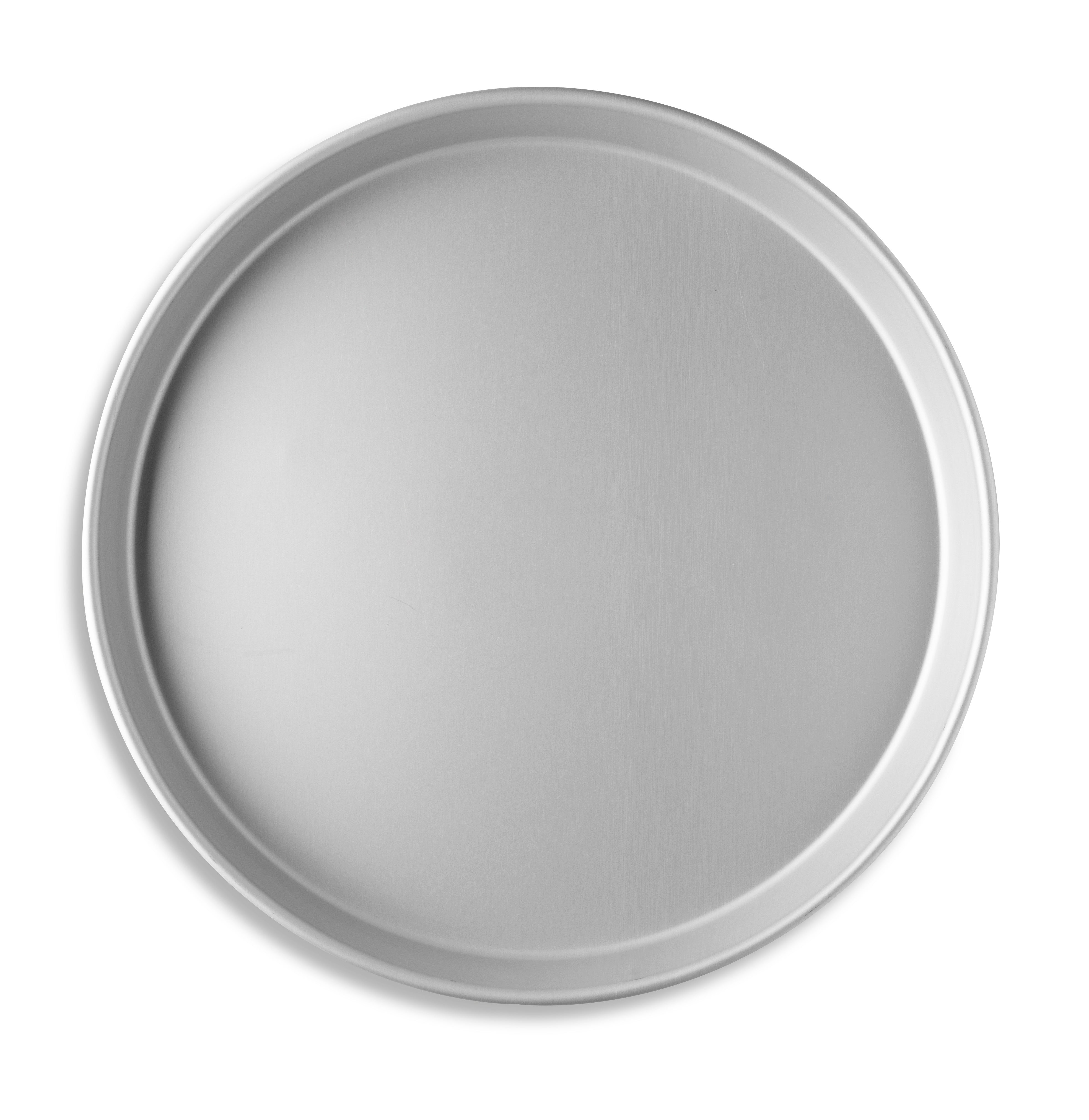 14" Solid Tapered Press-Cut Aluminum Pizza Pan with Clear Coat Anodized Finish