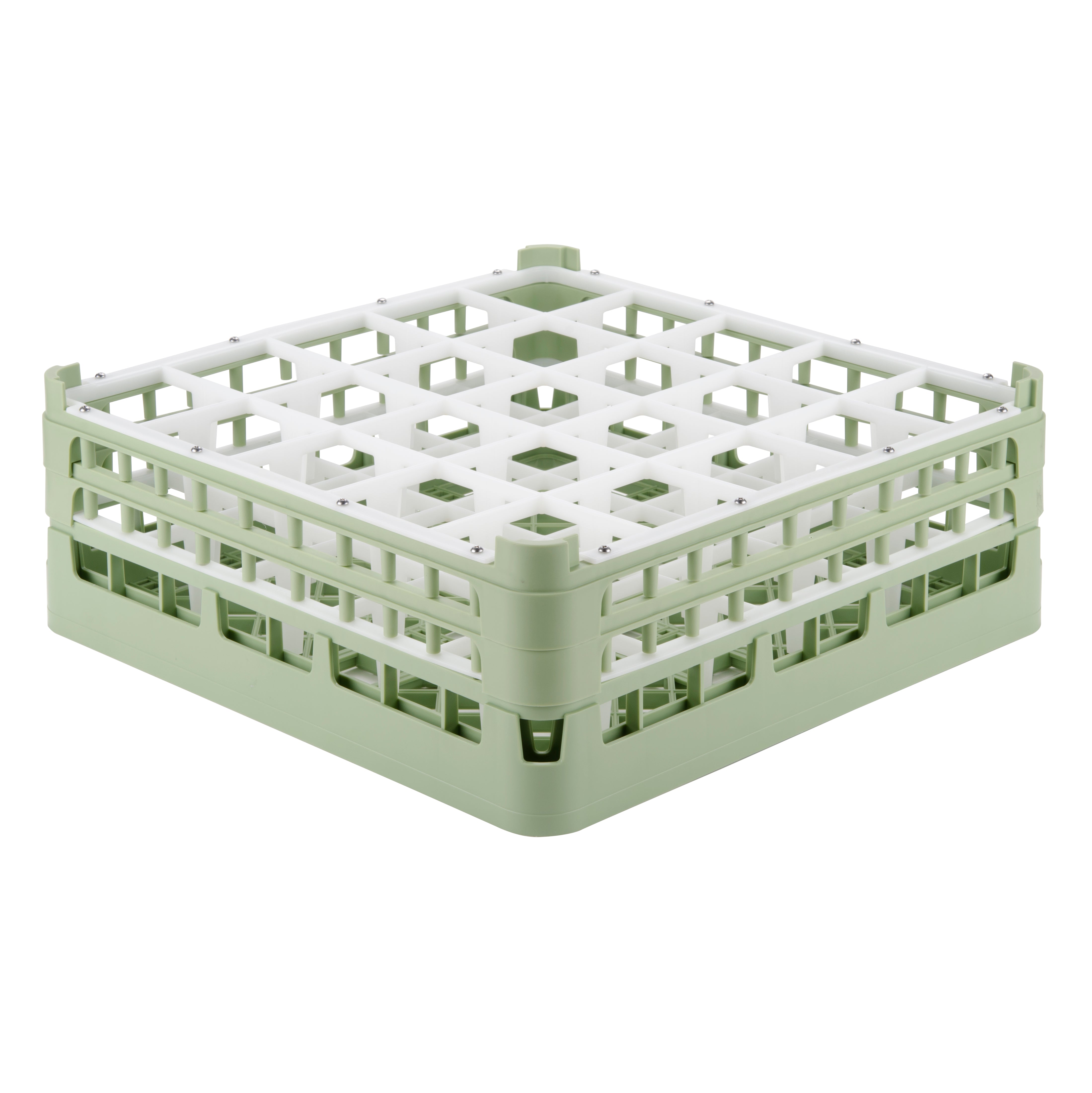 Full-size tall 25-compartment Signature rack in light green with two light green extenders