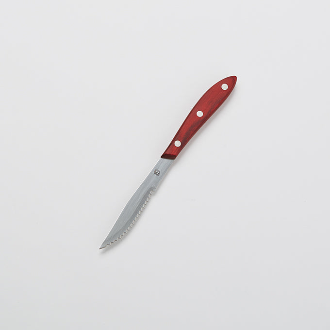 8"L Stainless Steel Steak Knife, Pointed Tip, Pakkawood Handle