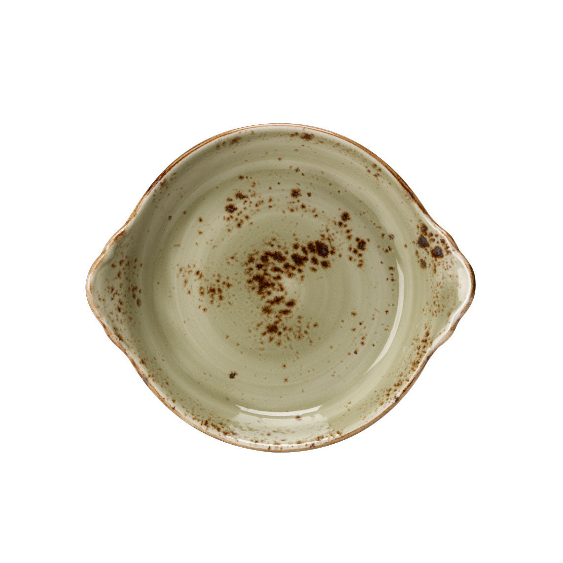 Round Earred Dish L 5.75" W 4.75" (6.5 Oz) Craft Green